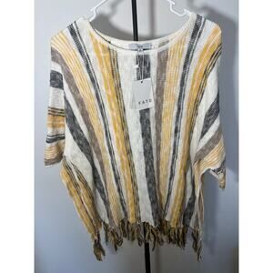FATE Striped Fringe Hem Knit Top Sweater NWT Women’s Small S